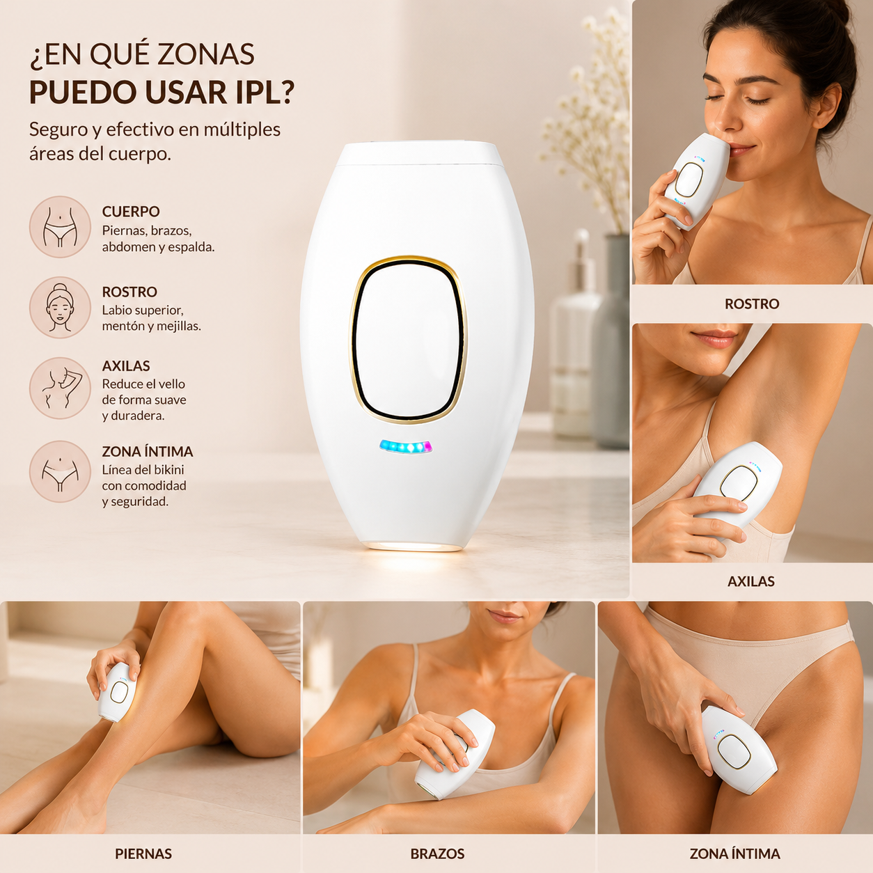 LunaSmooth® Pack Depilación Definitiva — Máquina IPL + Piedra de Cristal GRATIS