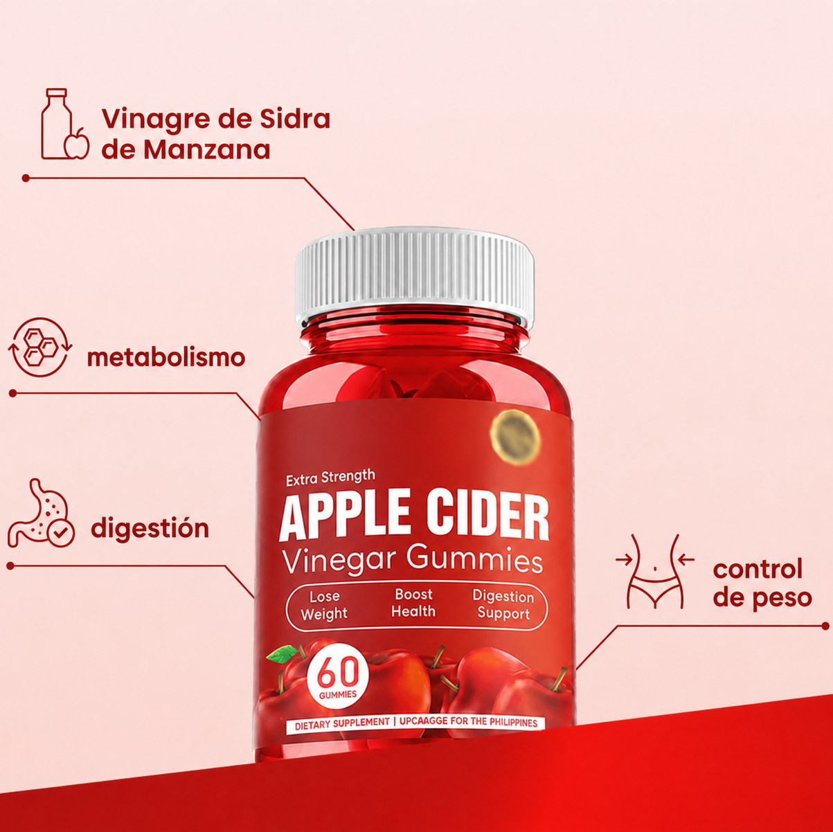AppleCider Gummies de Vinagre de Manzana — quema grasa y deshincha tu abdomen en tiempo récord