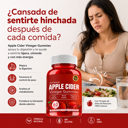 AppleCider Gummies de Vinagre de Manzana — quema grasa y deshincha tu abdomen en tiempo récord