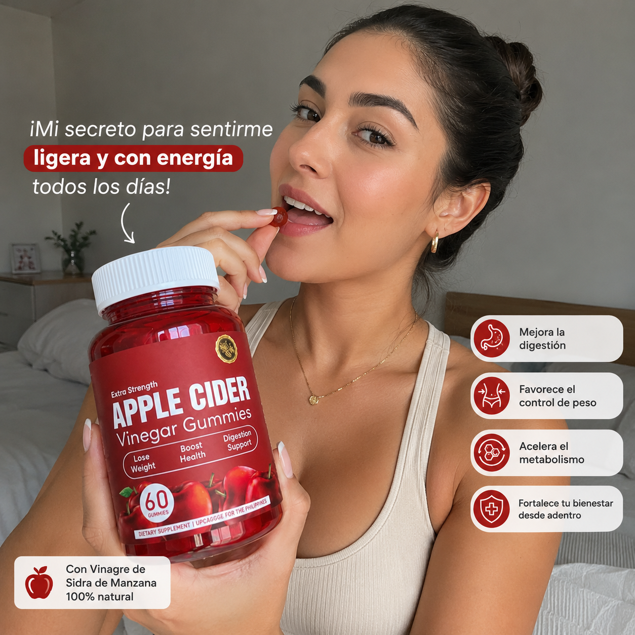 AppleCider Gummies de Vinagre de Manzana — quema grasa y deshincha tu abdomen en tiempo récord