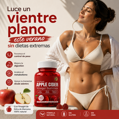 AppleCider Gummies de Vinagre de Manzana — quema grasa y deshincha tu abdomen en tiempo récord