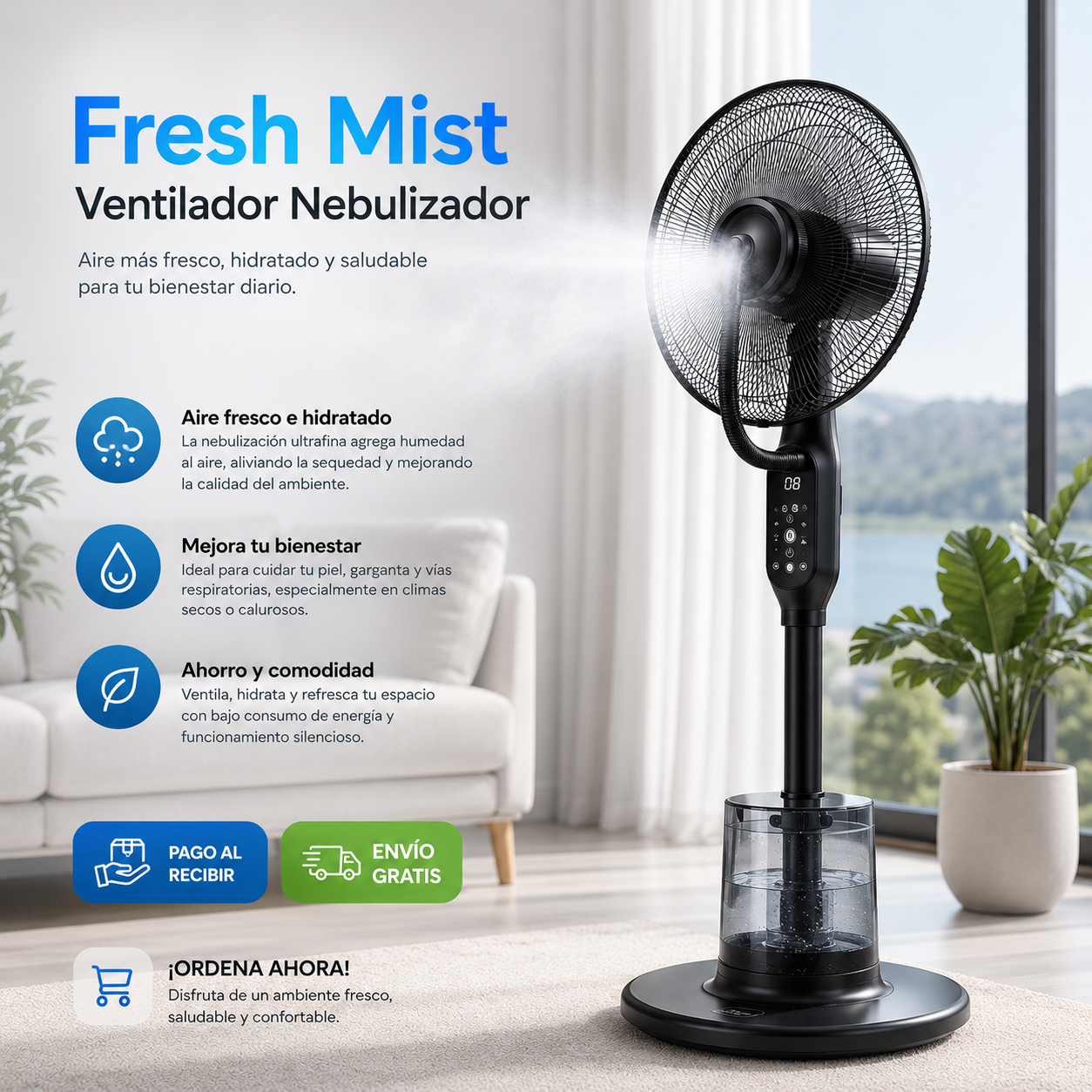 Fresh Mist®  – Ventilador Nebulizador — Brisa Fría al Instante