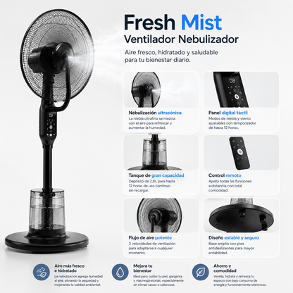 Fresh Mist®  – Ventilador Nebulizador — Brisa Fría al Instante
