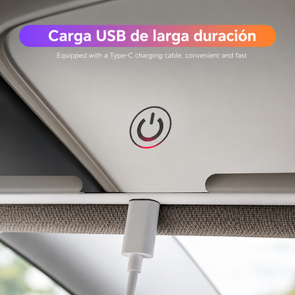GlowMirror® | Espejo LED Premium para Visera de Coche — 3 Niveles de Iluminación · Recarga USB
