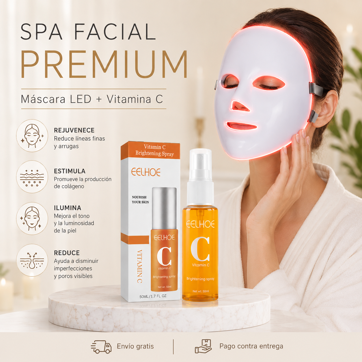 SkinGlow - Mascara LED + Vitamina C            ¡La revolución del cuidado facial en casa!